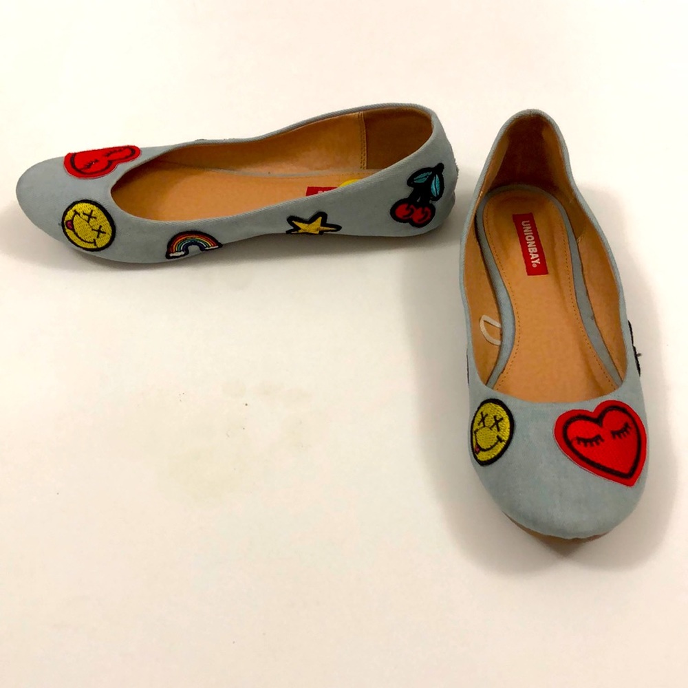 Union bay 9M Emojis shoes Ballet flats Light blue Denim & Excellent Condition